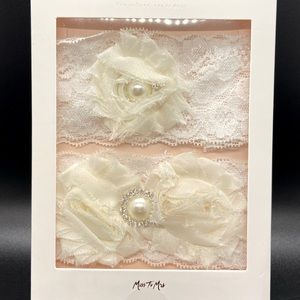 Wedding Garter Set, White Lace